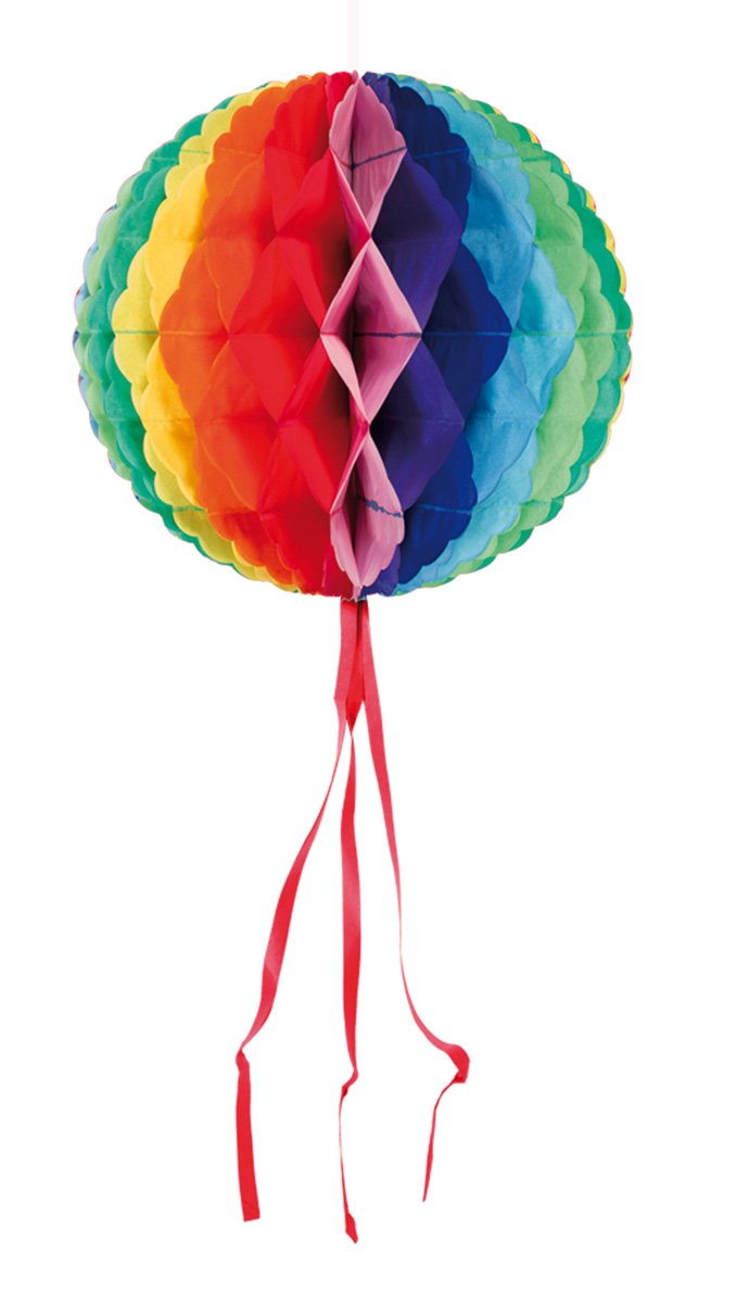 Deko Set 3 Wabenbälle in Regenbogen Farben