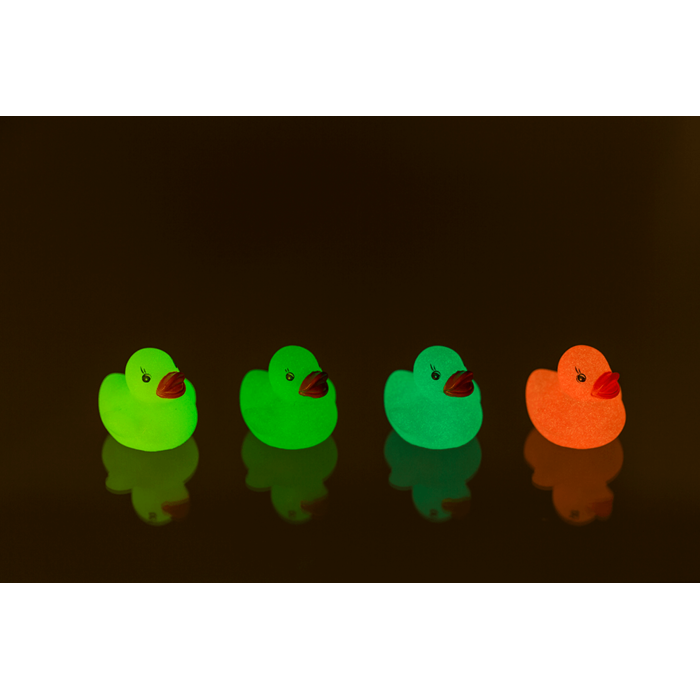 4er Packung Mini Quietsch-Ente  Glow-in-the-Dark ca. 6x5,5cm 4 Farben sort.