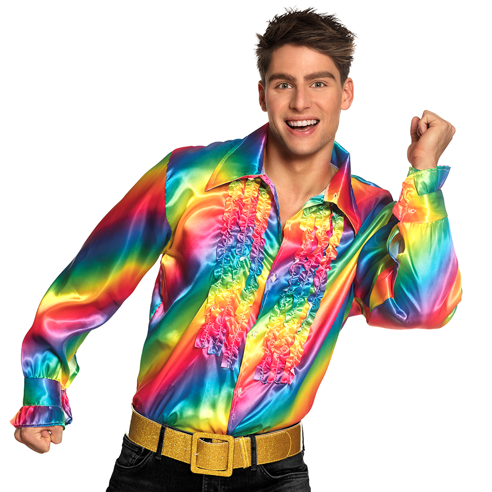 Regenbogen Rüschen Hemd 50/52 L