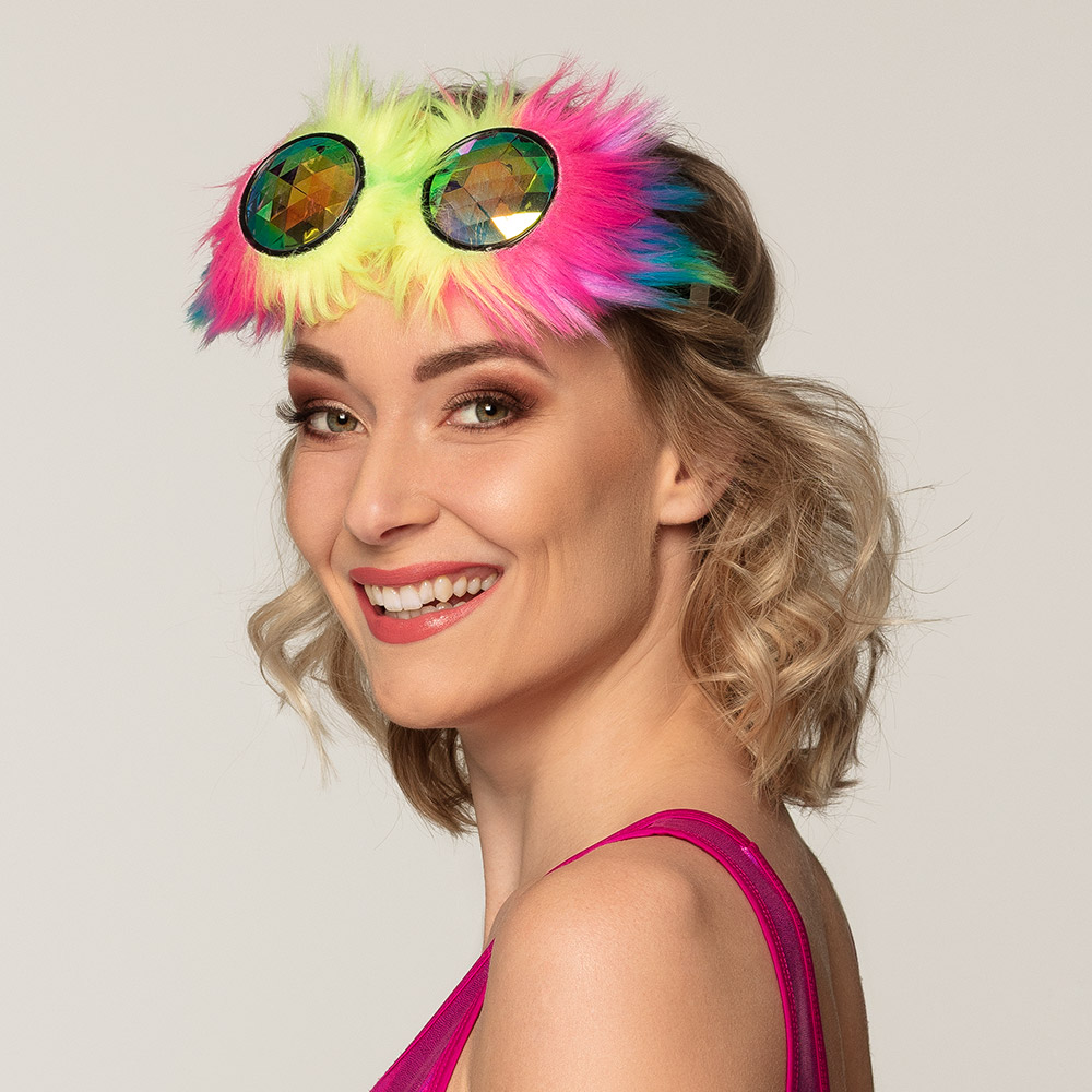 Partybrille Rave -  Regenbogen Plüsch