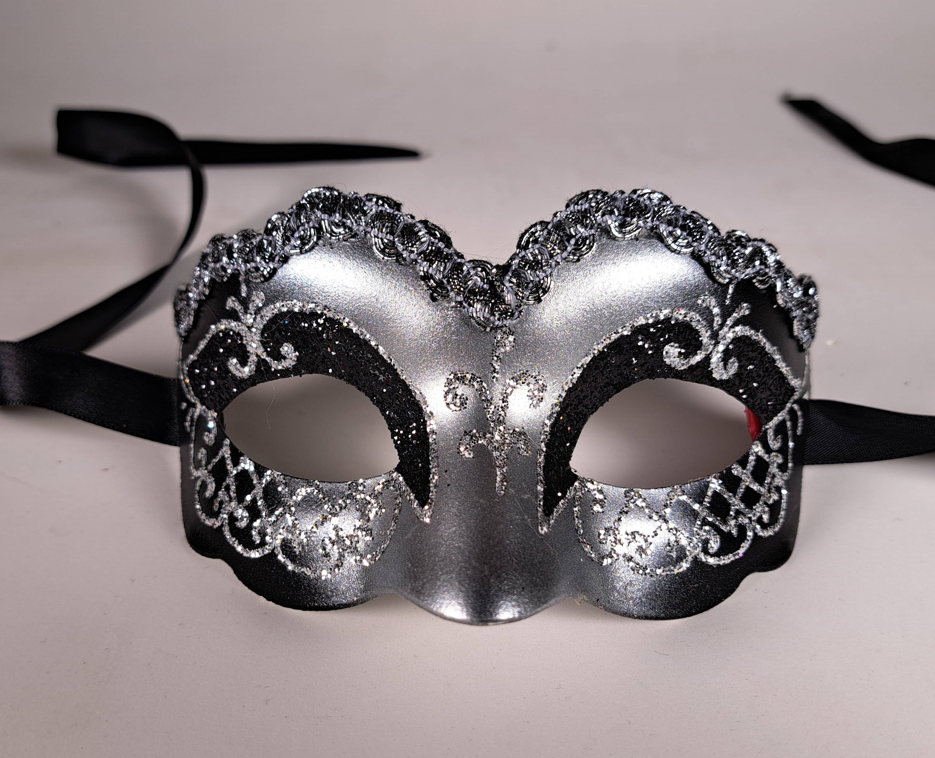 Venezianische Maske Columbine Baby schwarz-silber STAR
