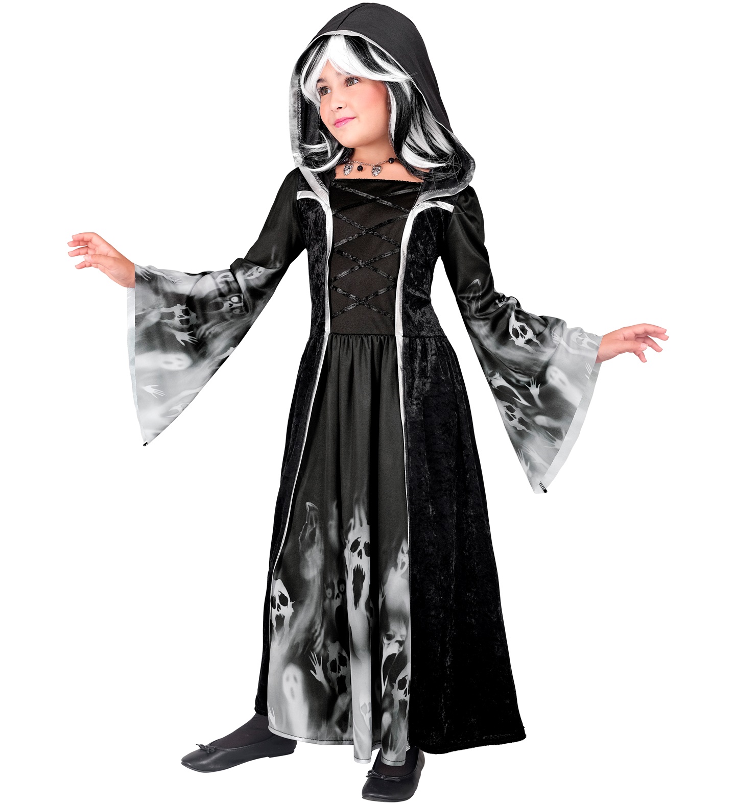 Screaming Kleid mit Kapuze Gr. 140 schwarz-grau