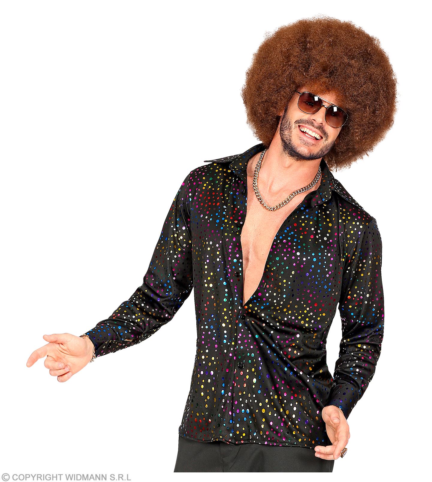Disco Shirt  XXL schwarz-glitter