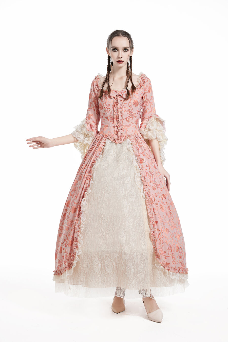 Barock Kleid 2teilig orange L  40/42