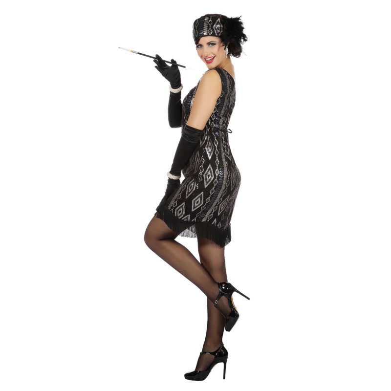 Charleston Kleid  schw.-silber Gr. 34