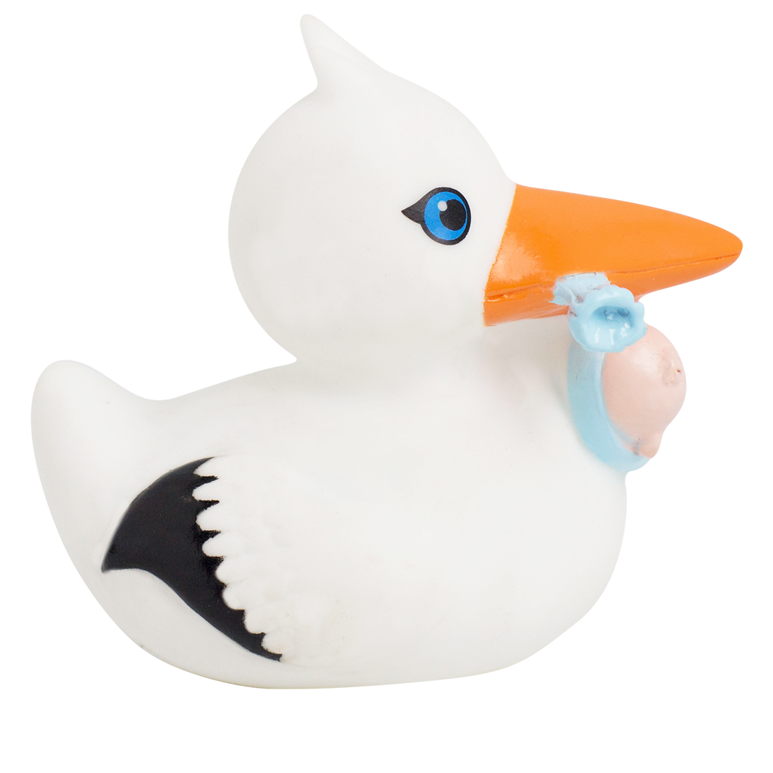 Badeente als Storch mit Baby ca. 8,5cm