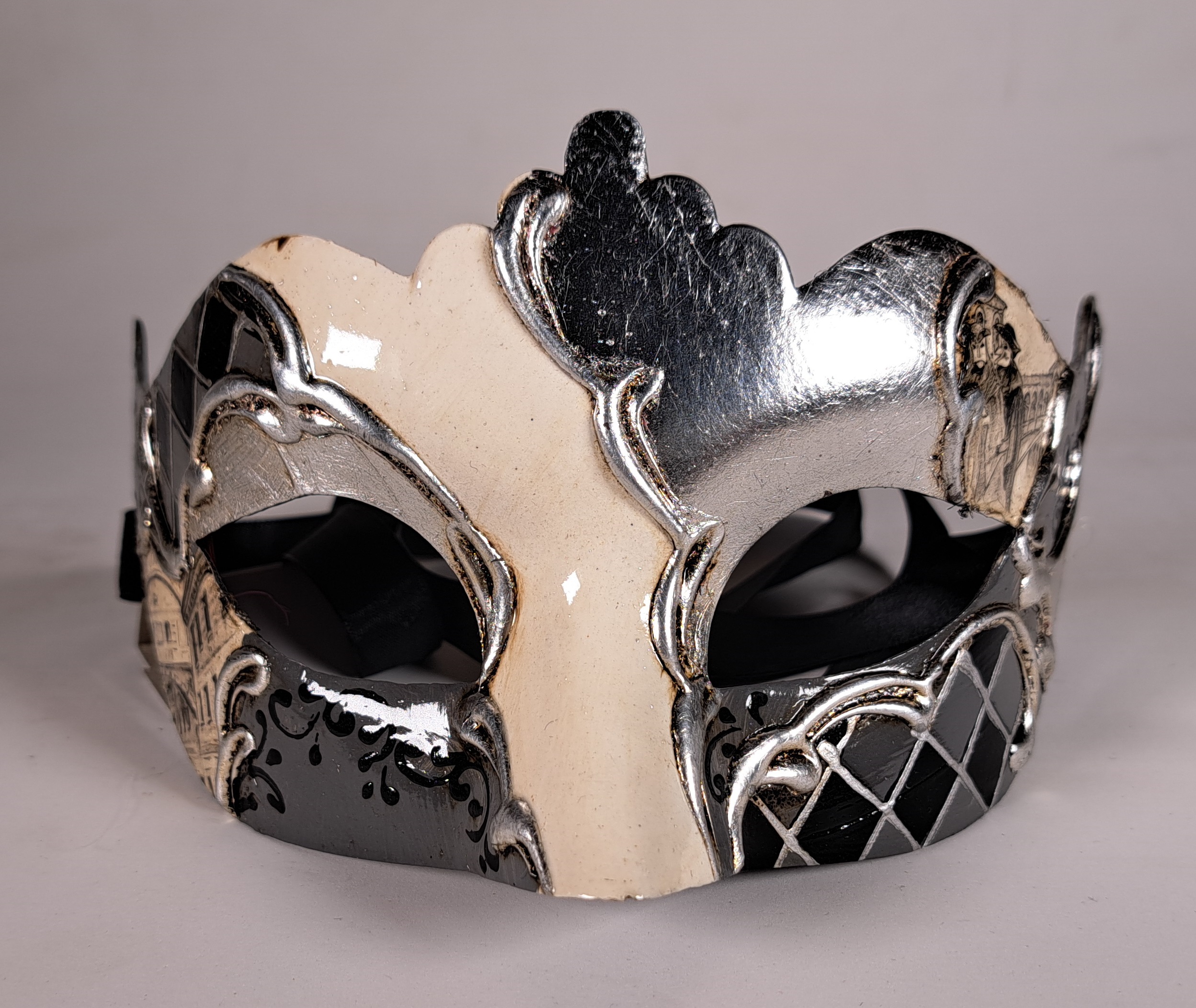 Venezianische Maske Columbine Punta VENEZIA silber