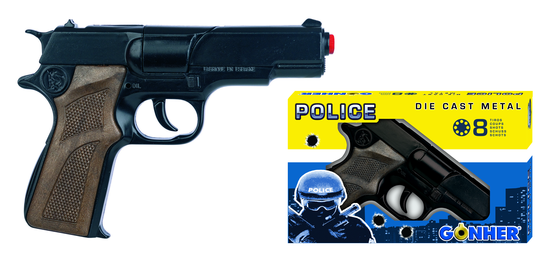 Polizei Pistole Nr.125  8 Schuss Metall