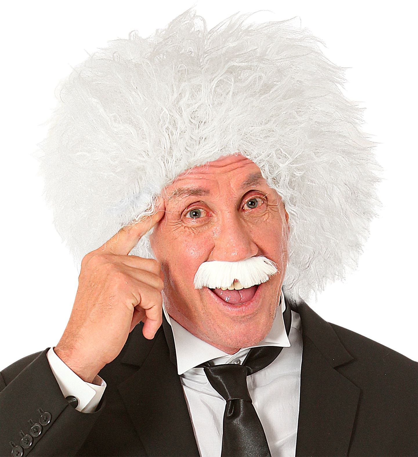 Einstein Perücke weiß mit Bart