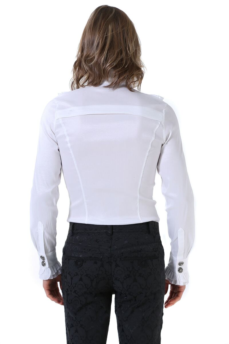 Rüschenhemd weiß M Gr.48 stretch