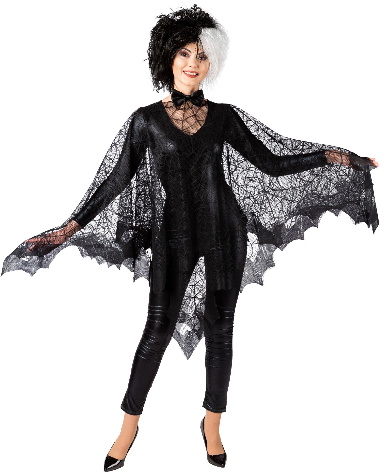 Spinnweben Poncho schwarz Einheitsgröße