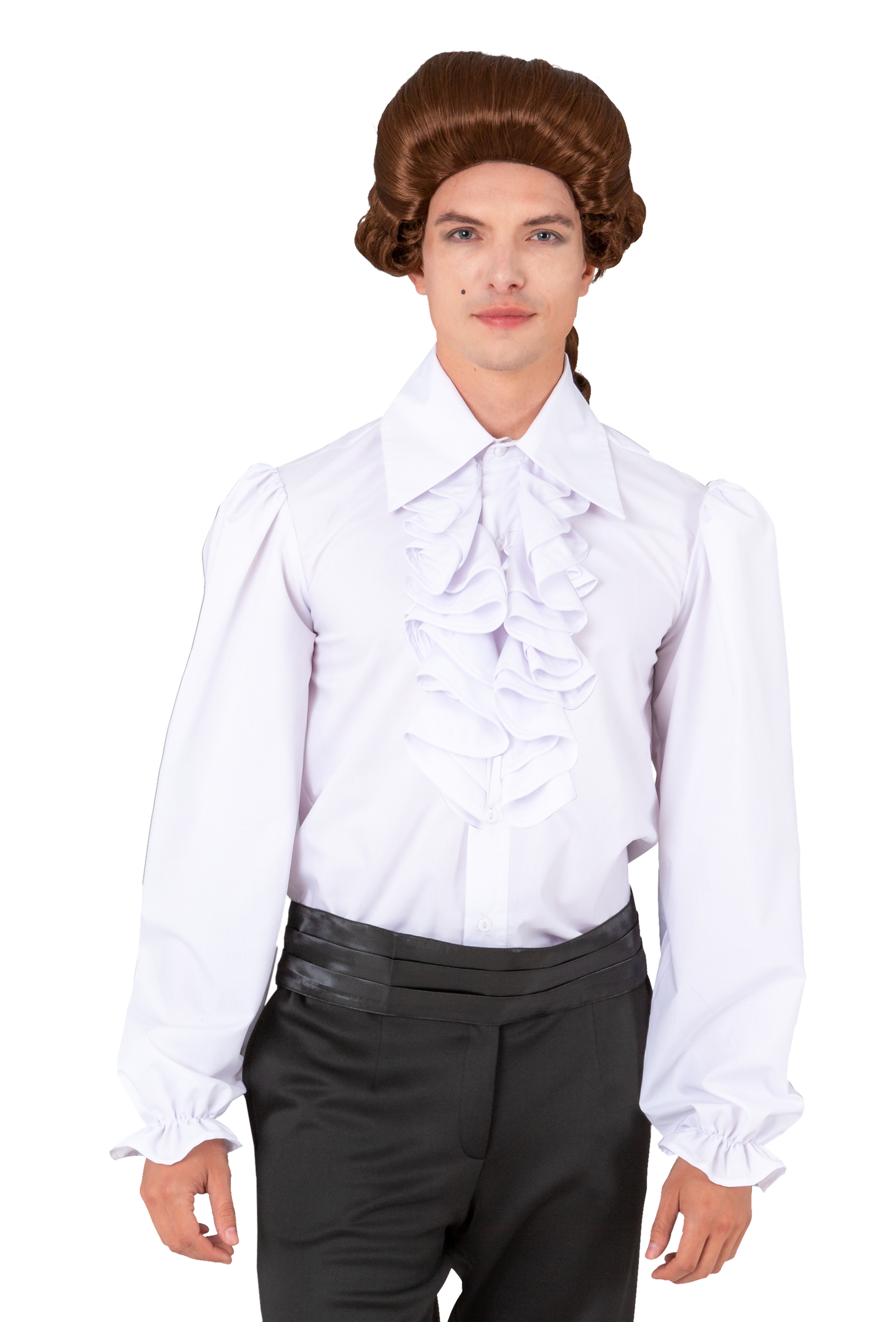 Historisches Hemd weiß mit Rüschenkragen SMALL