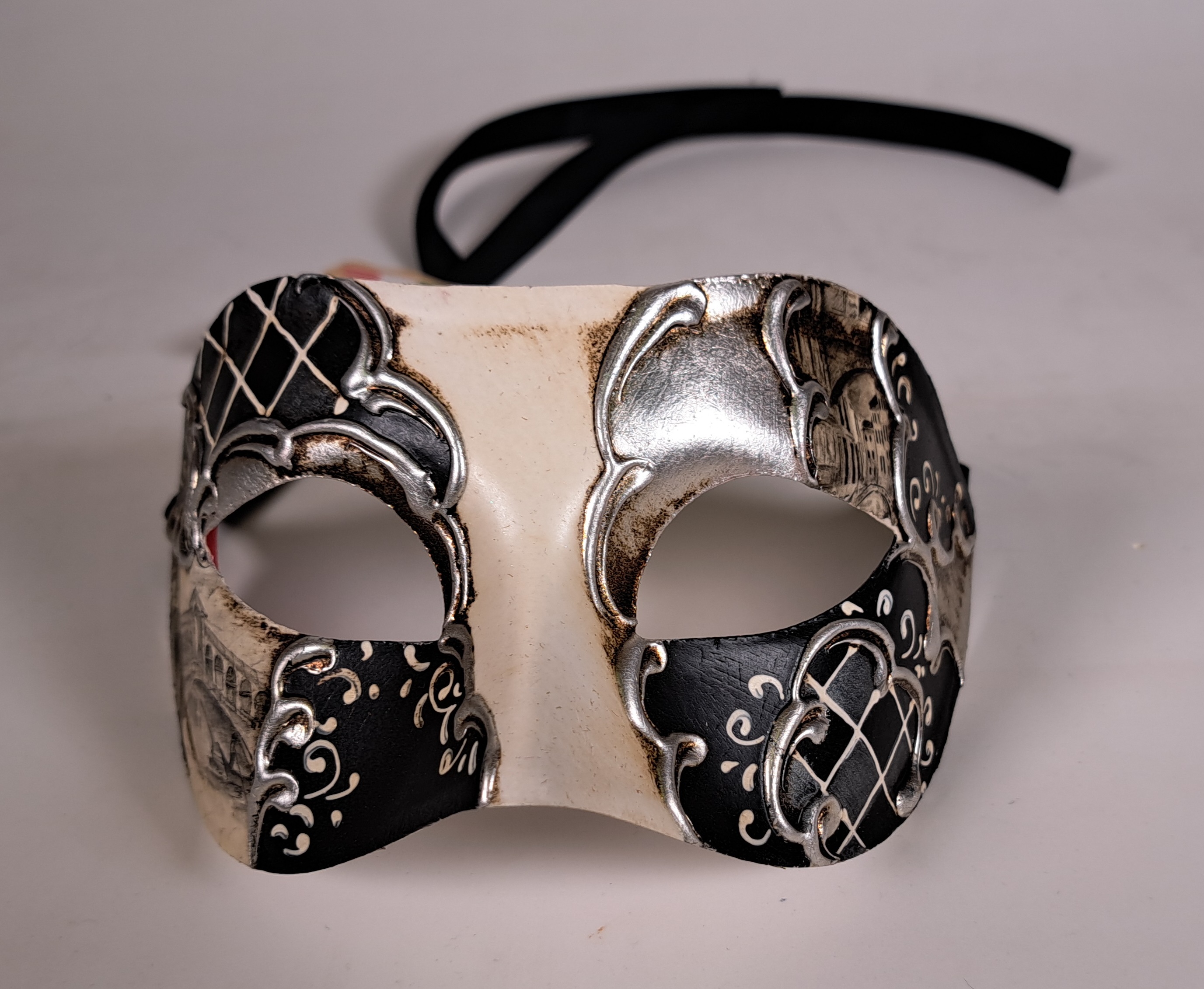 Venezianische Maske Columbine VENEZIA schwarz-silber