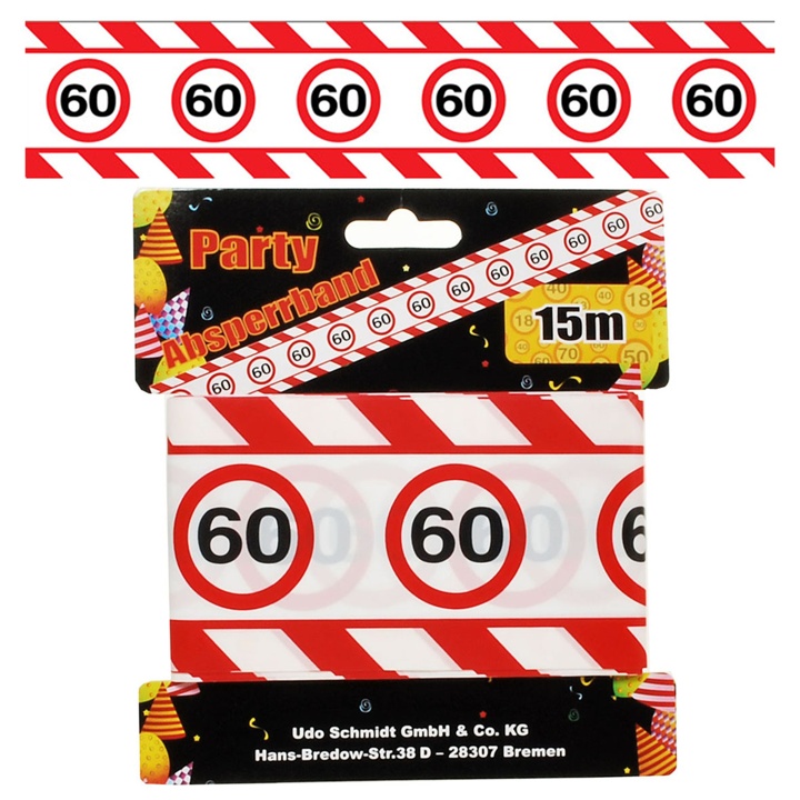 Happy Birthday Absperrband rot-weiß "60er"