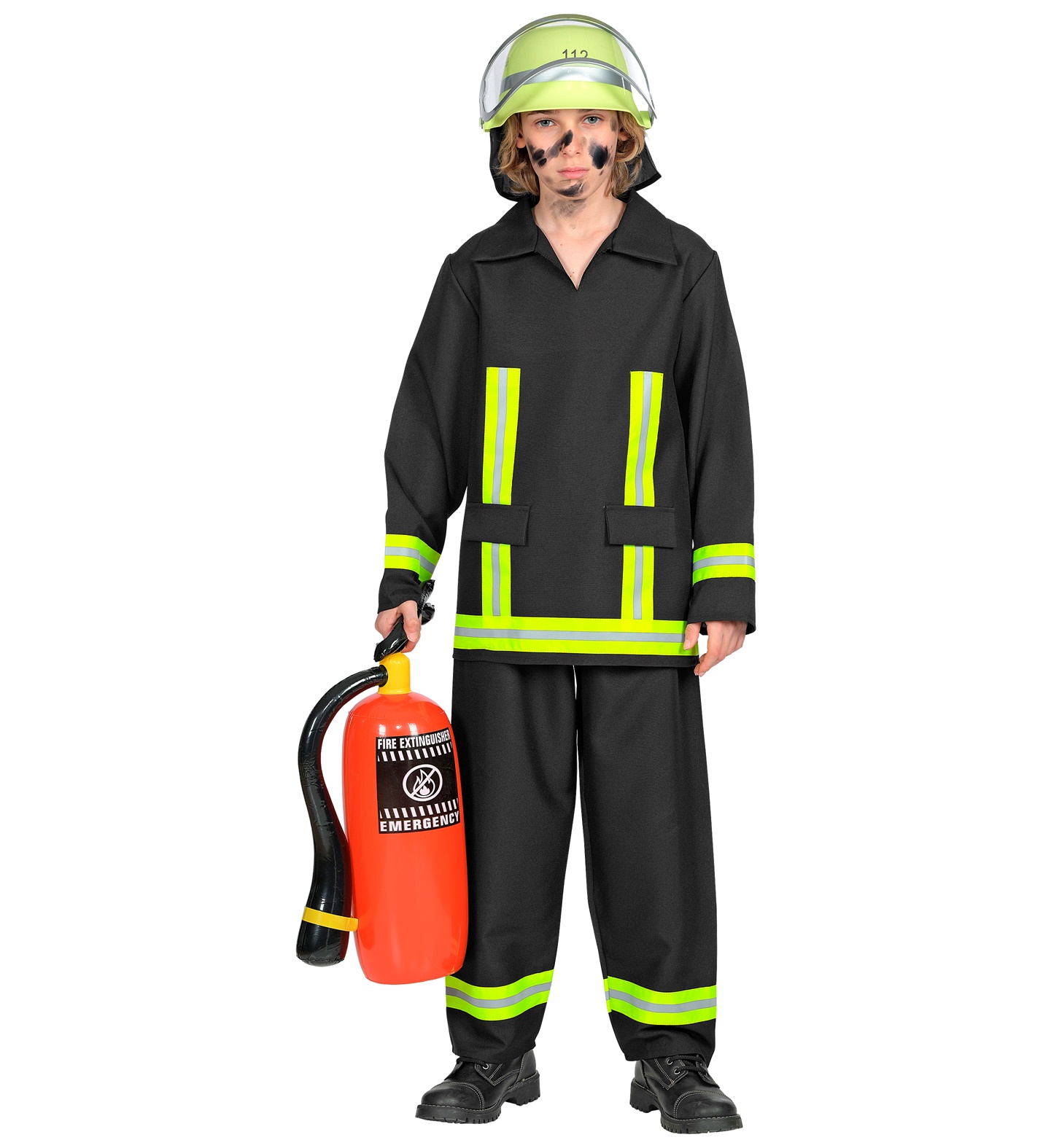 Feuerwehr Mann Kostüm schwarz Größe 116