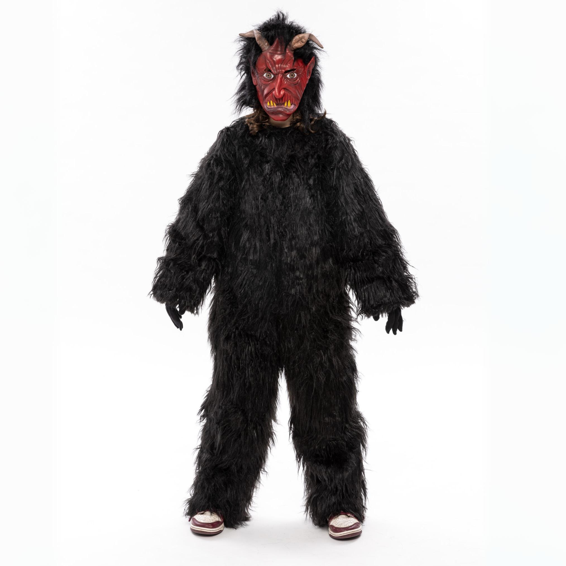 Krampus Kombi Overall Größe 128 schwarz und Maske