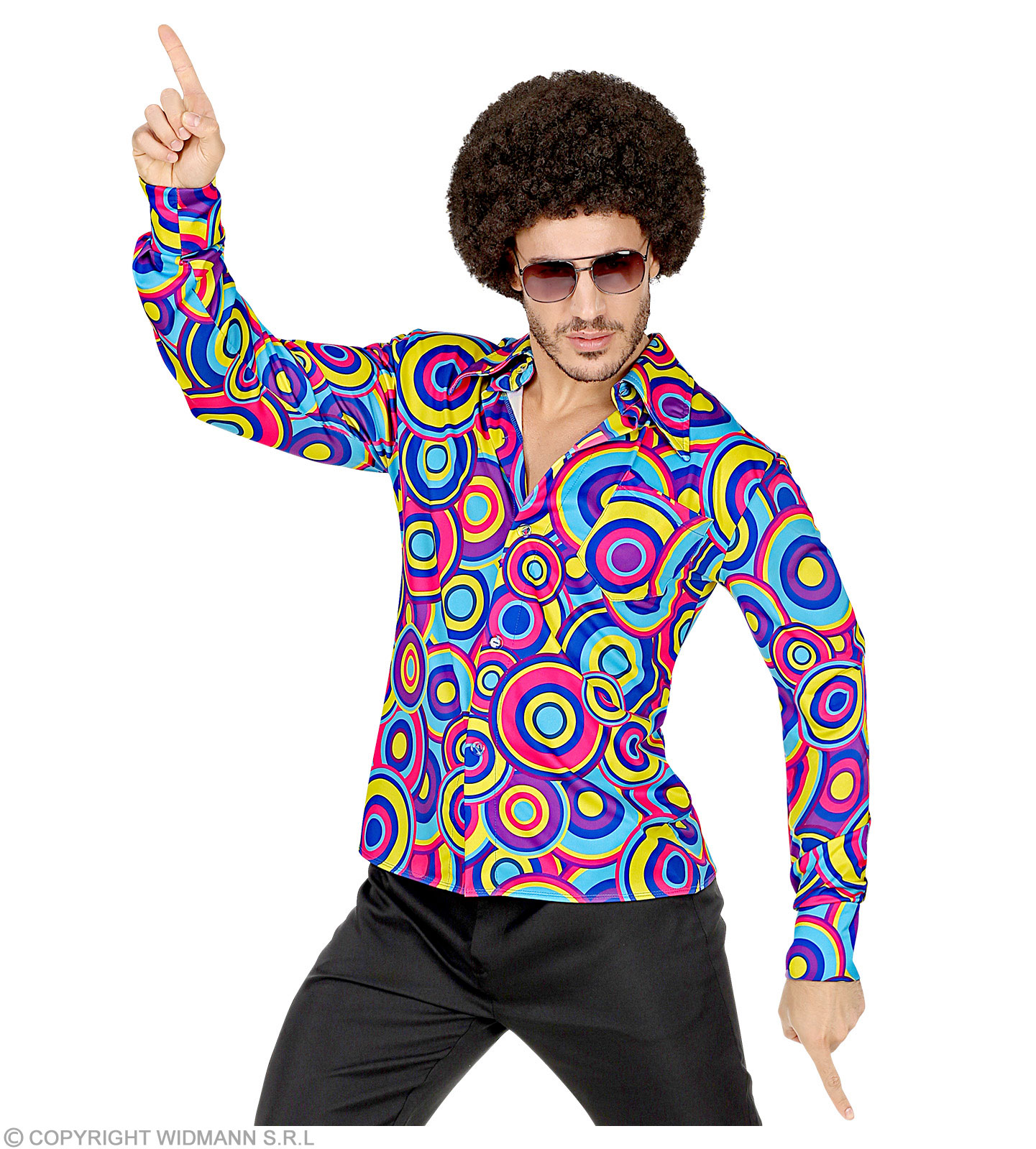 70er Jahre Hemd  Bubble-Blue XXL