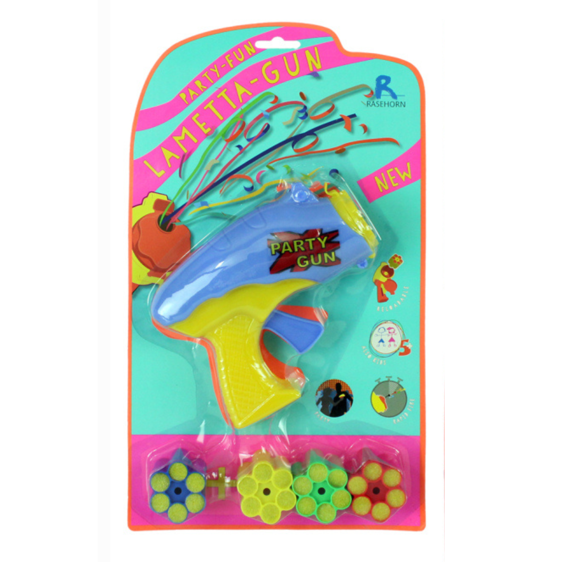 Konfetti Pistole/Kanone mit 4 Patronen