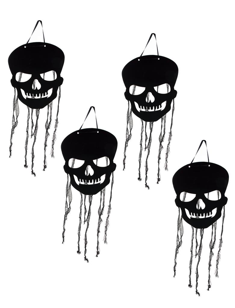 Halloween Deko 4 Totenköpfe ca.30x25cm