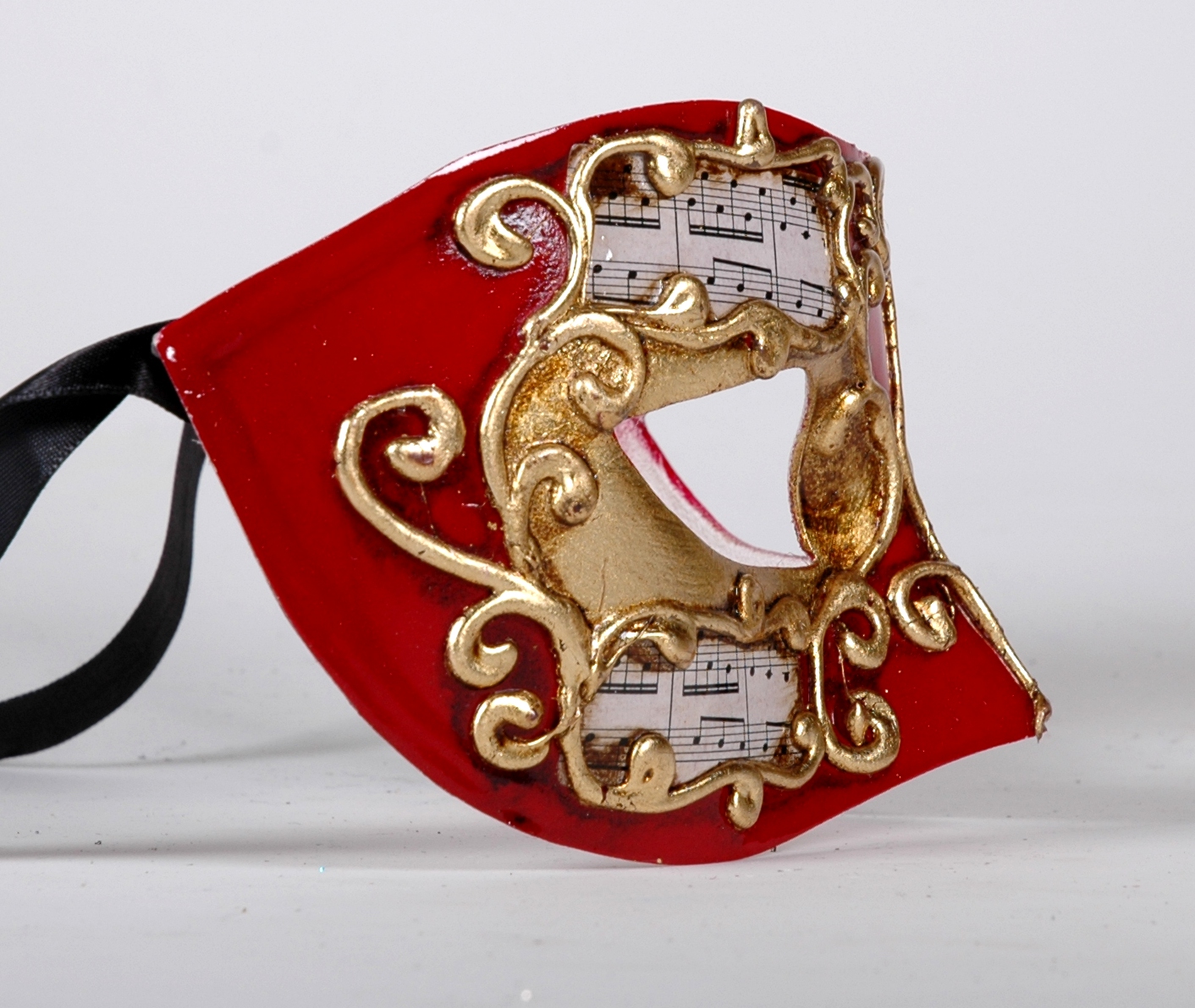 Venezianische Maske Columbine Musica rot-gold