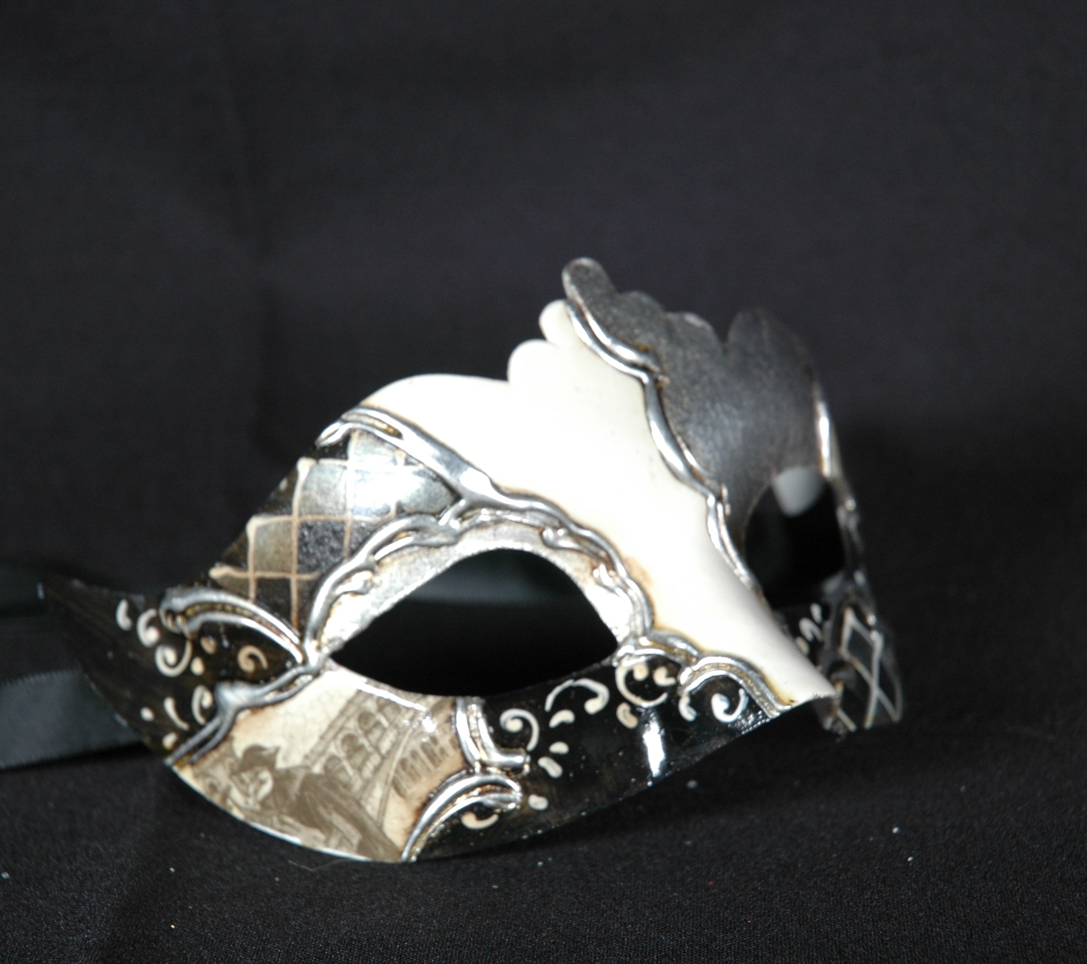 Venezianische Maske Columbine Punta VENEZIA silber