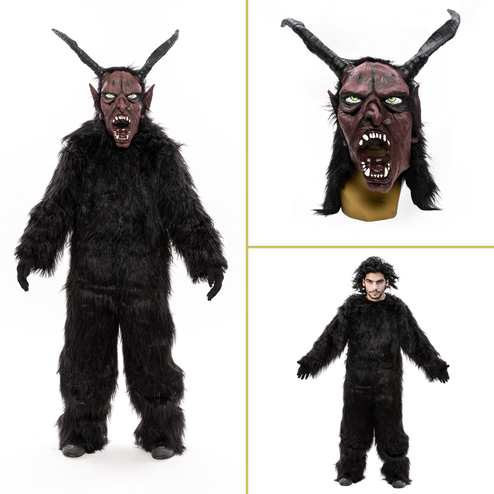Krampus SET Overall MEDIUM mit Maske für Erwachsene