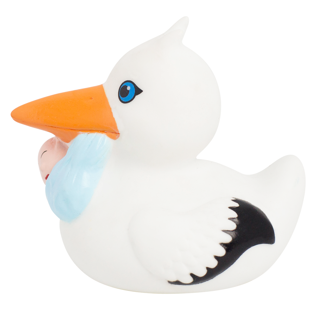 Badeente als Storch mit Baby ca. 8,5cm