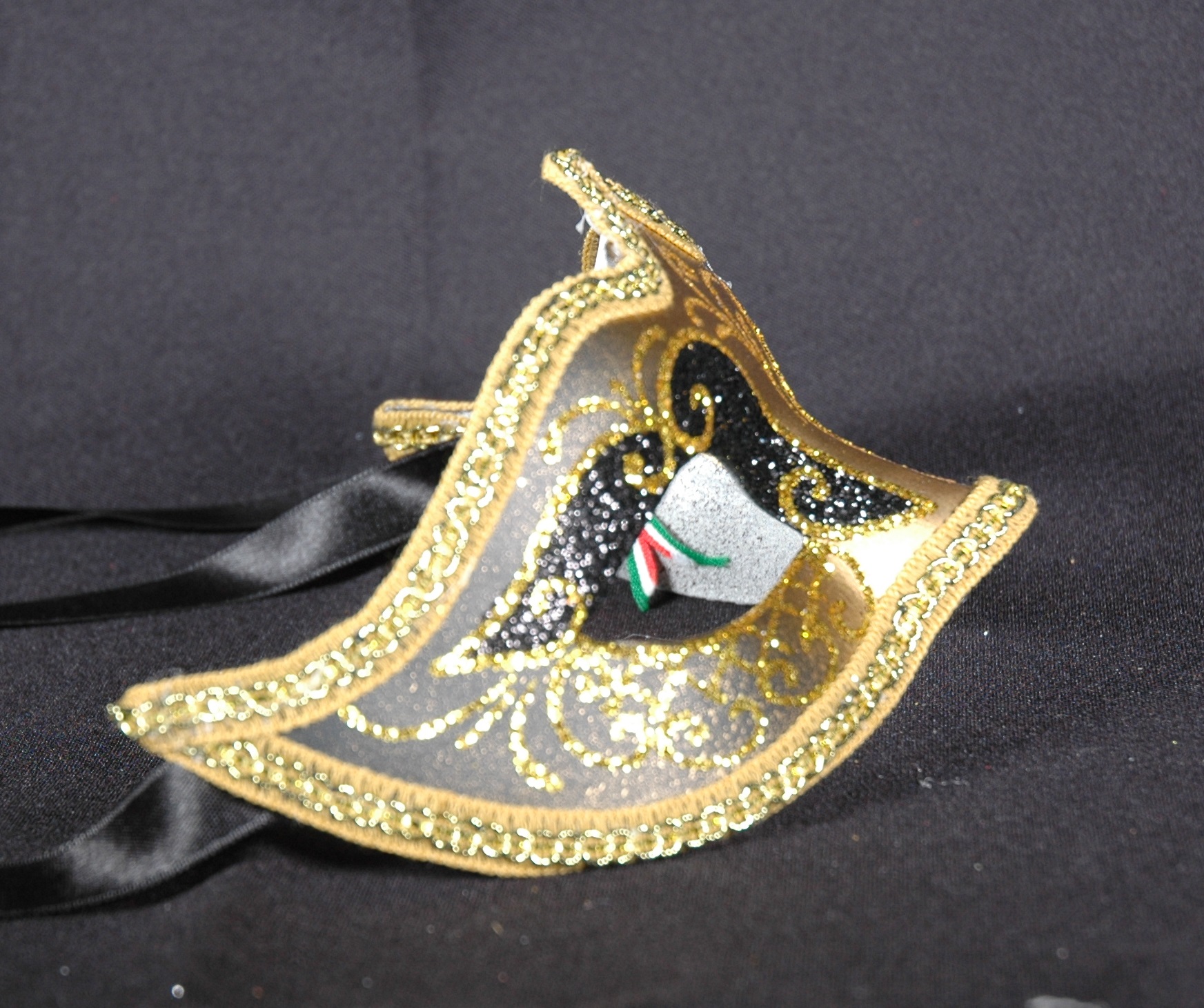 Venezianische Maske Columbine  PUNTA  Star  schwarz-gold