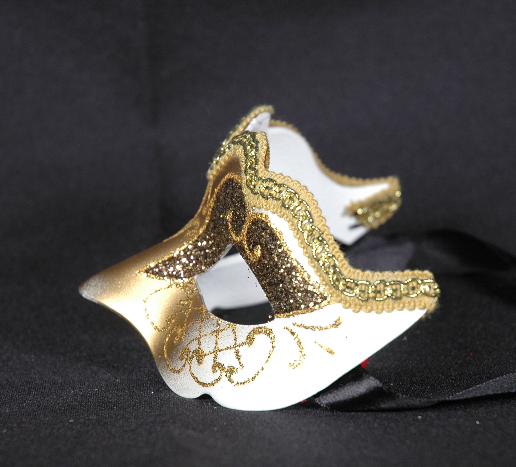 Venezianische Maske Columbine Baby gold-weiß STAR