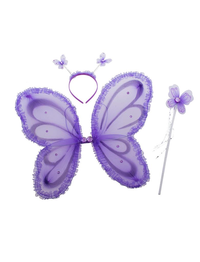 Schmetterlingslügel lila mit Haarreifen und Stab