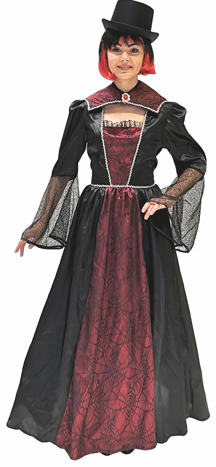 Vampir Baronin Kleid mit Kragen X-LARGE
