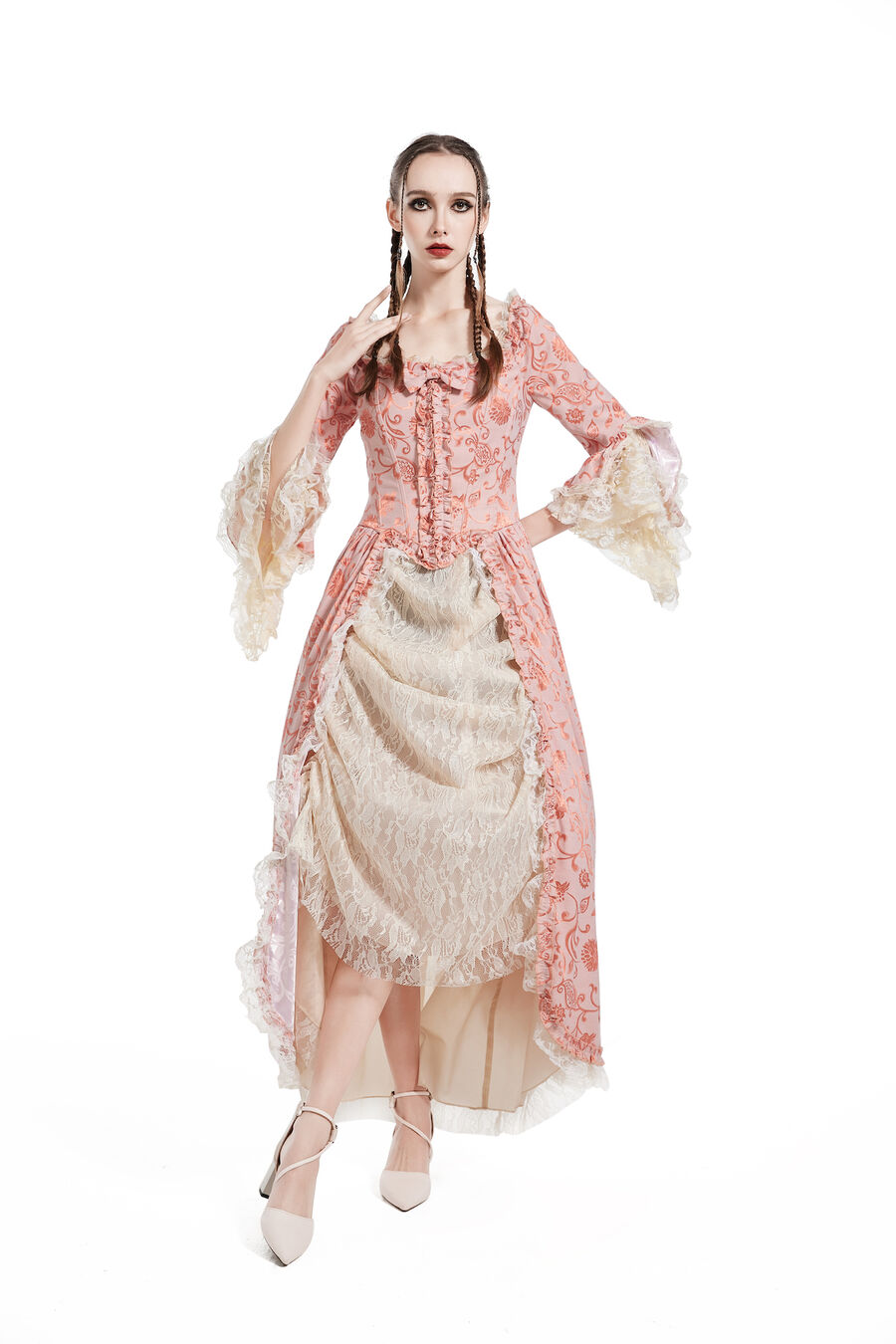 Barock Kleid 2teilig orange M  36/38