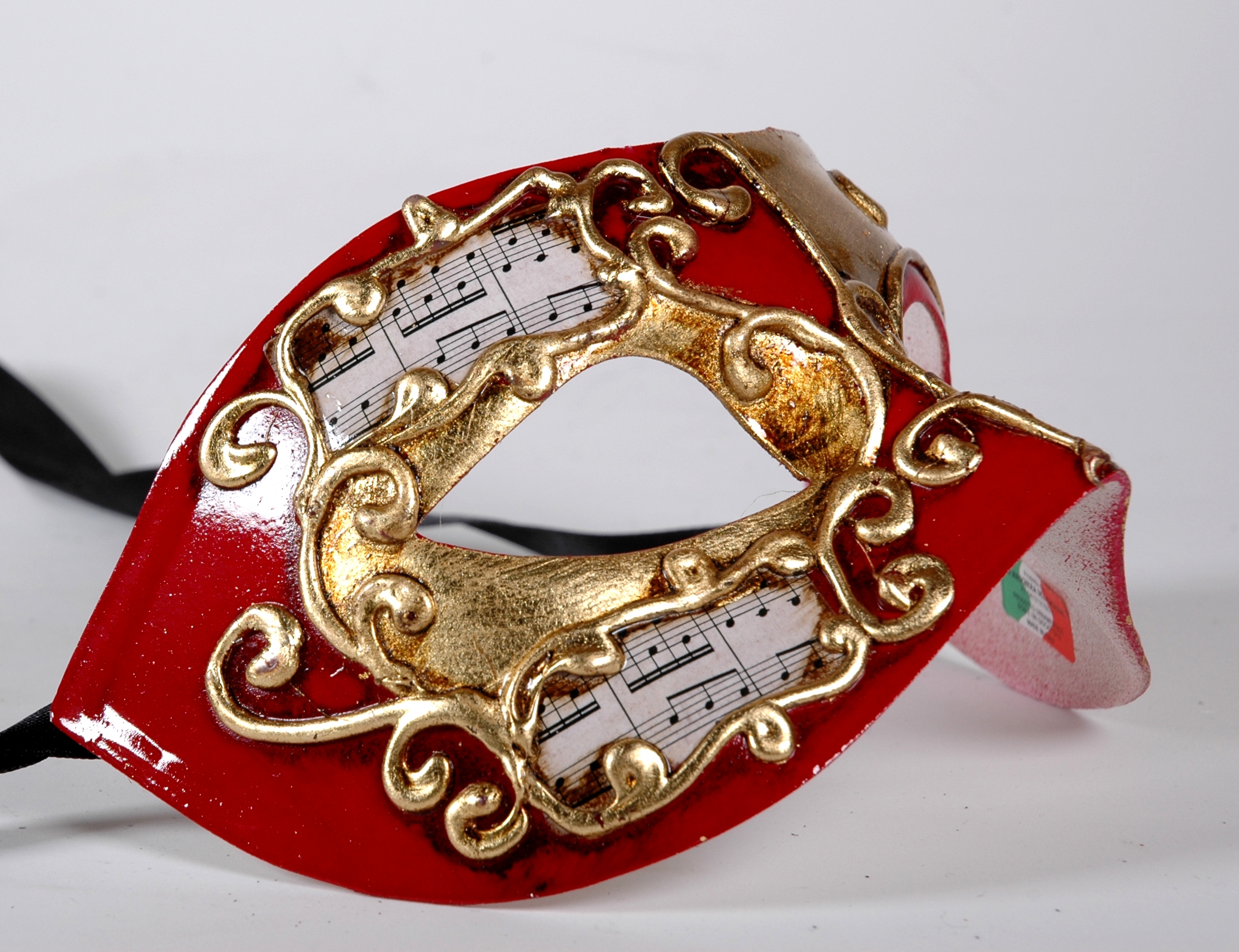 Venezianische Maske Columbine Musica rot-gold