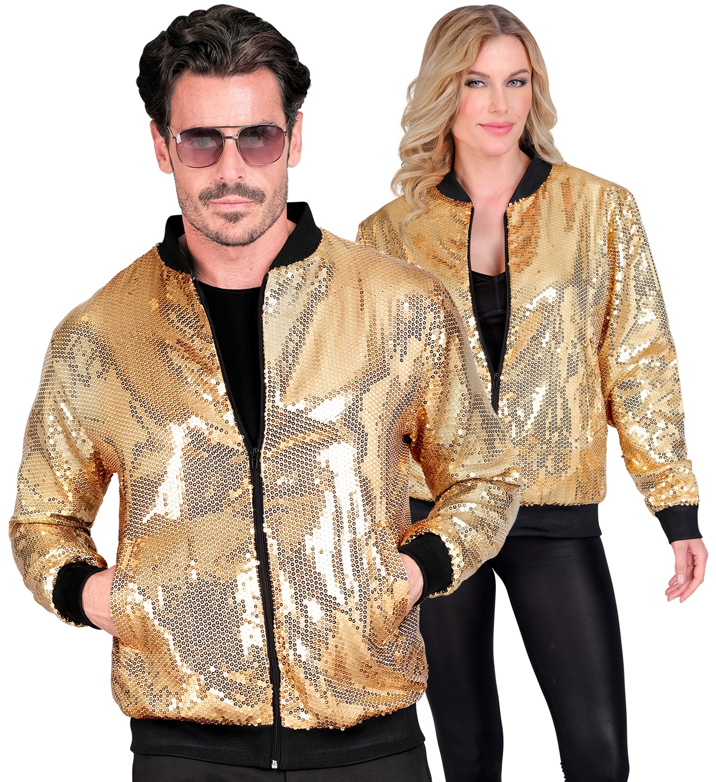 Goldene Pailletten Bomberjacke L/XL Damen oder Herren