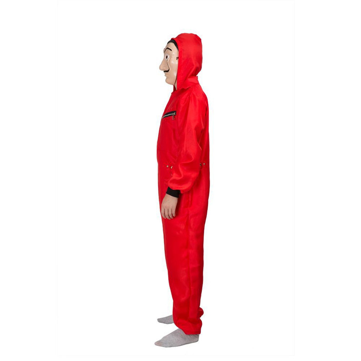 Roter Overall mit Kapuze und Maske M/L für Erwachsene