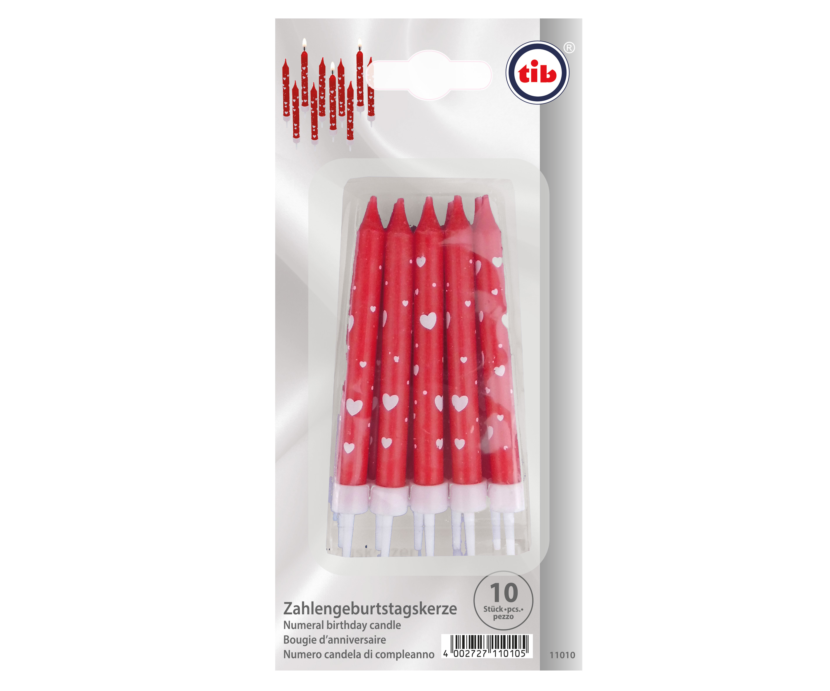 10 Kerzen mit Herzen