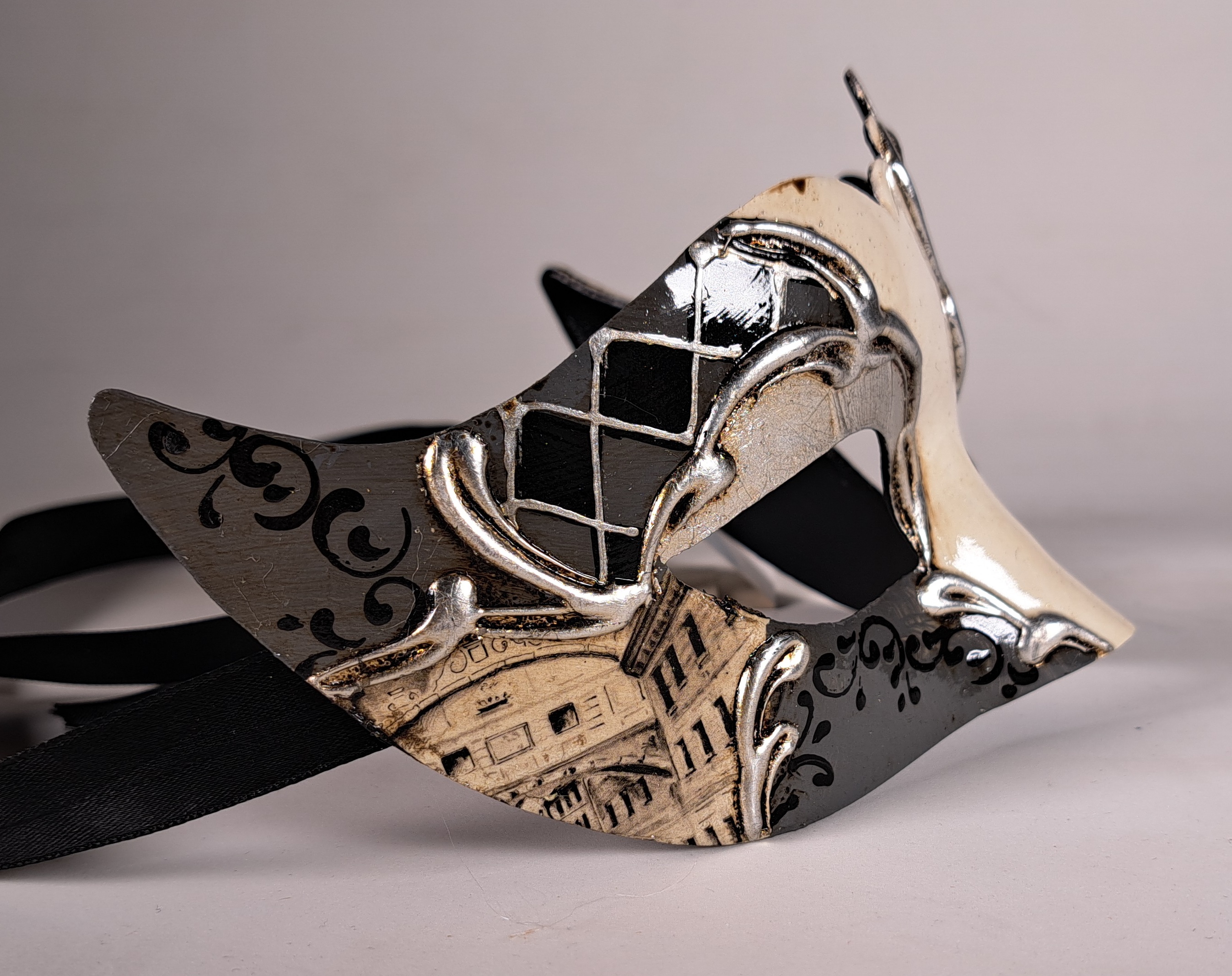 Venezianische Maske Columbine Punta VENEZIA silber