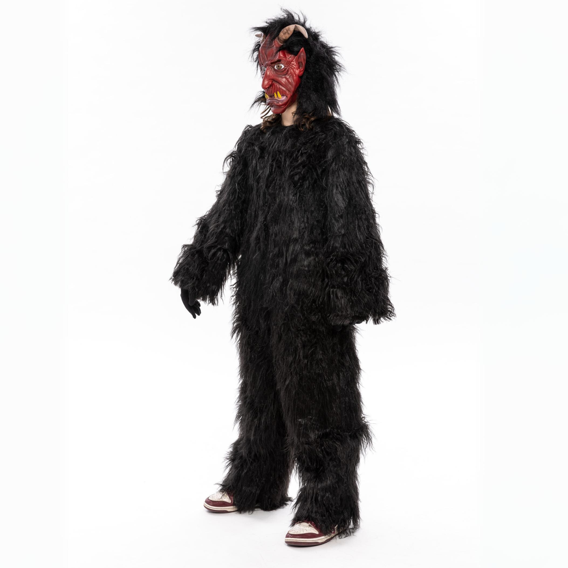 Krampus Kombi Overall  mit Maske Größe 140 schwarz