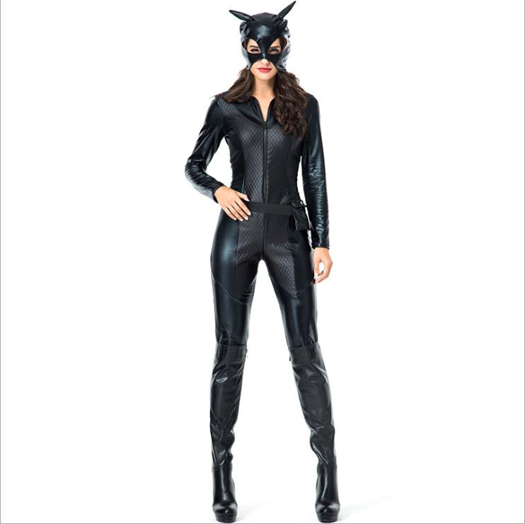 Cat Woman Overall M mit Gürtel und Maske