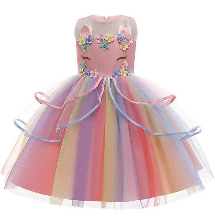 Regenbogen Prinzessin Kleid Gr. 92