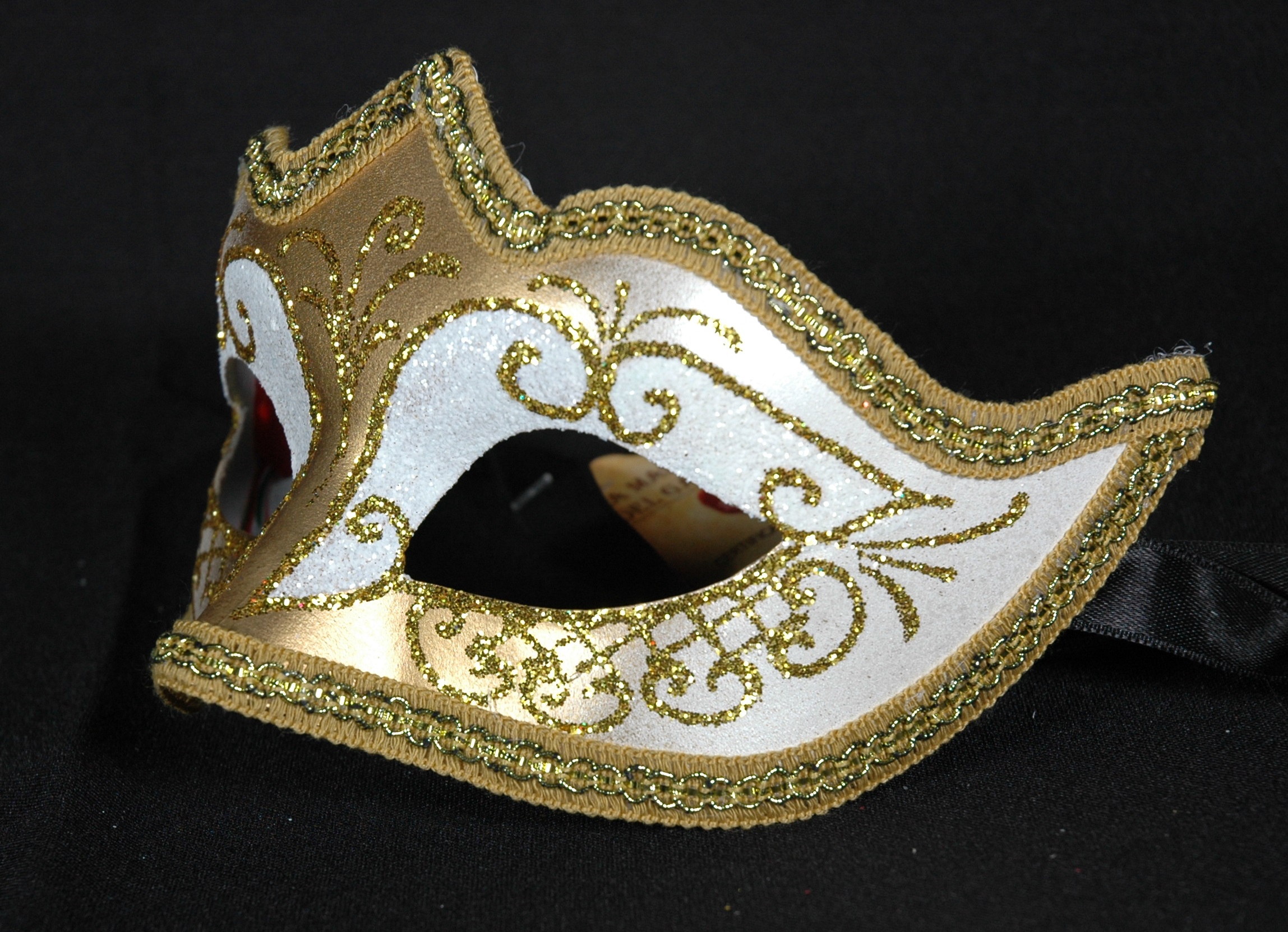 Venezianische Maske Columbine  PUNTA  Star  gold-weiss