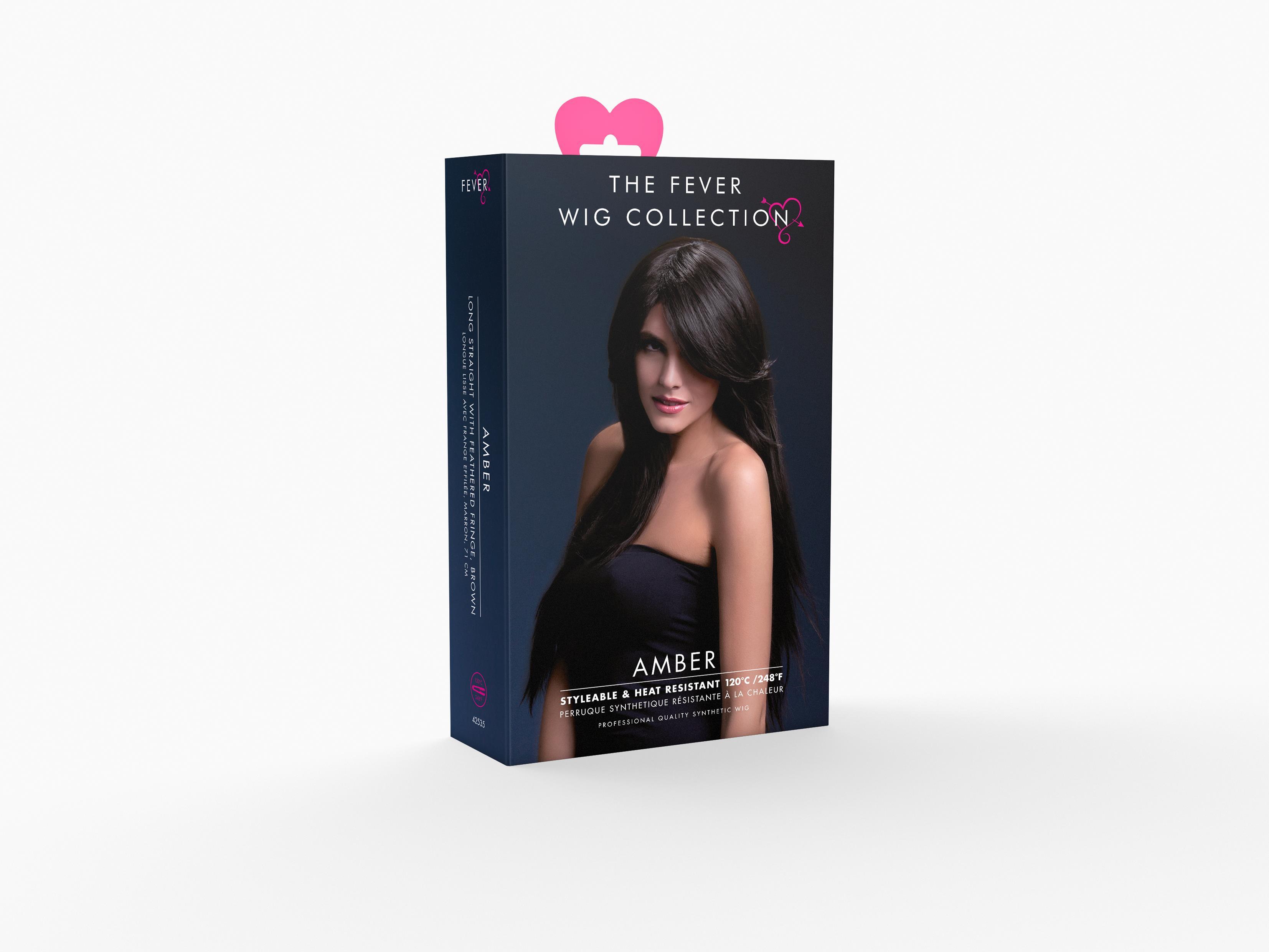 Ambre Perücke braun lange glattes Haar Premium Qualität