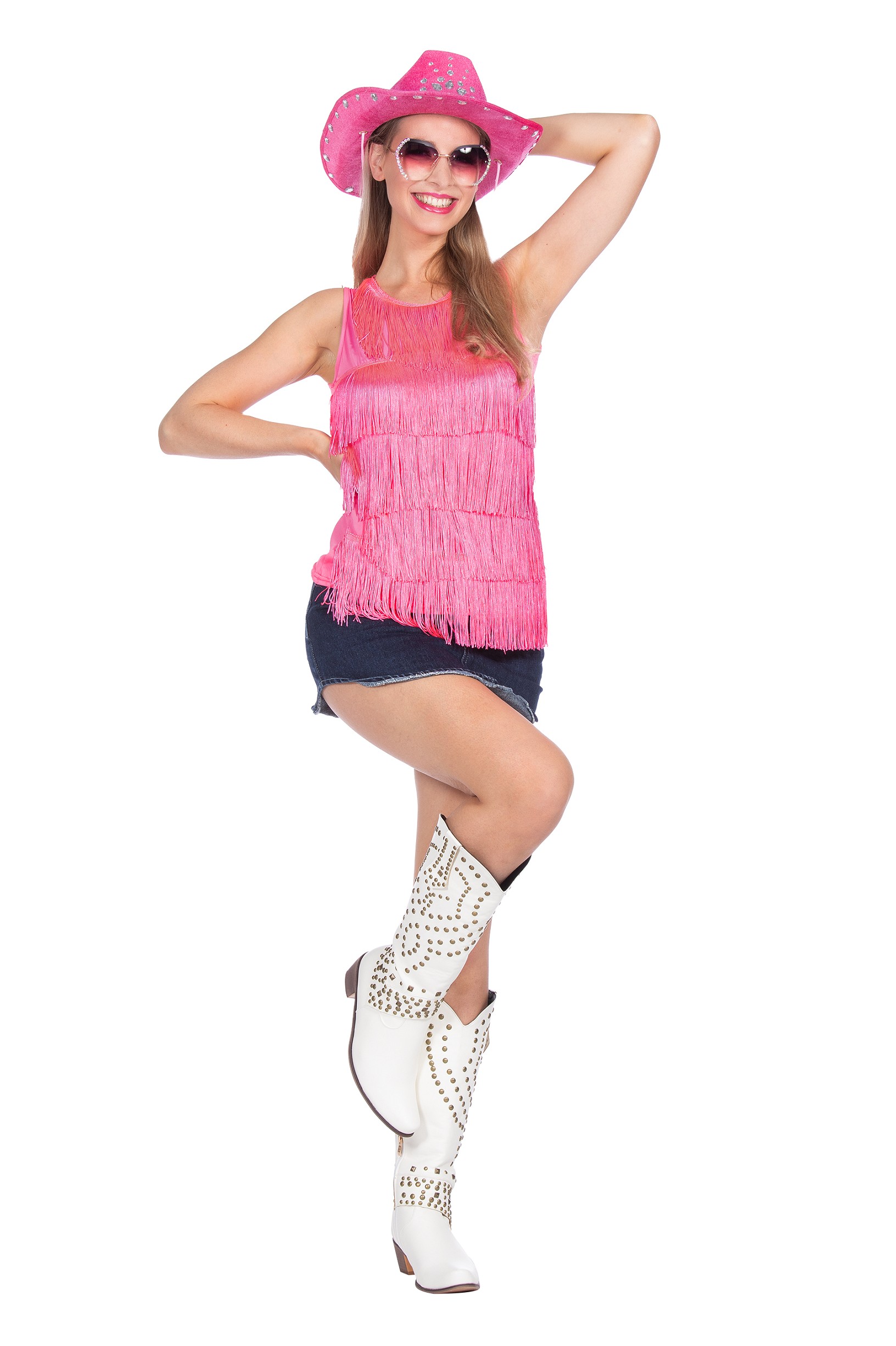 Pink Damen Top mit Fransen  S/M   38