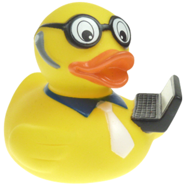 Badeente mit Laptop Computer   8cm
