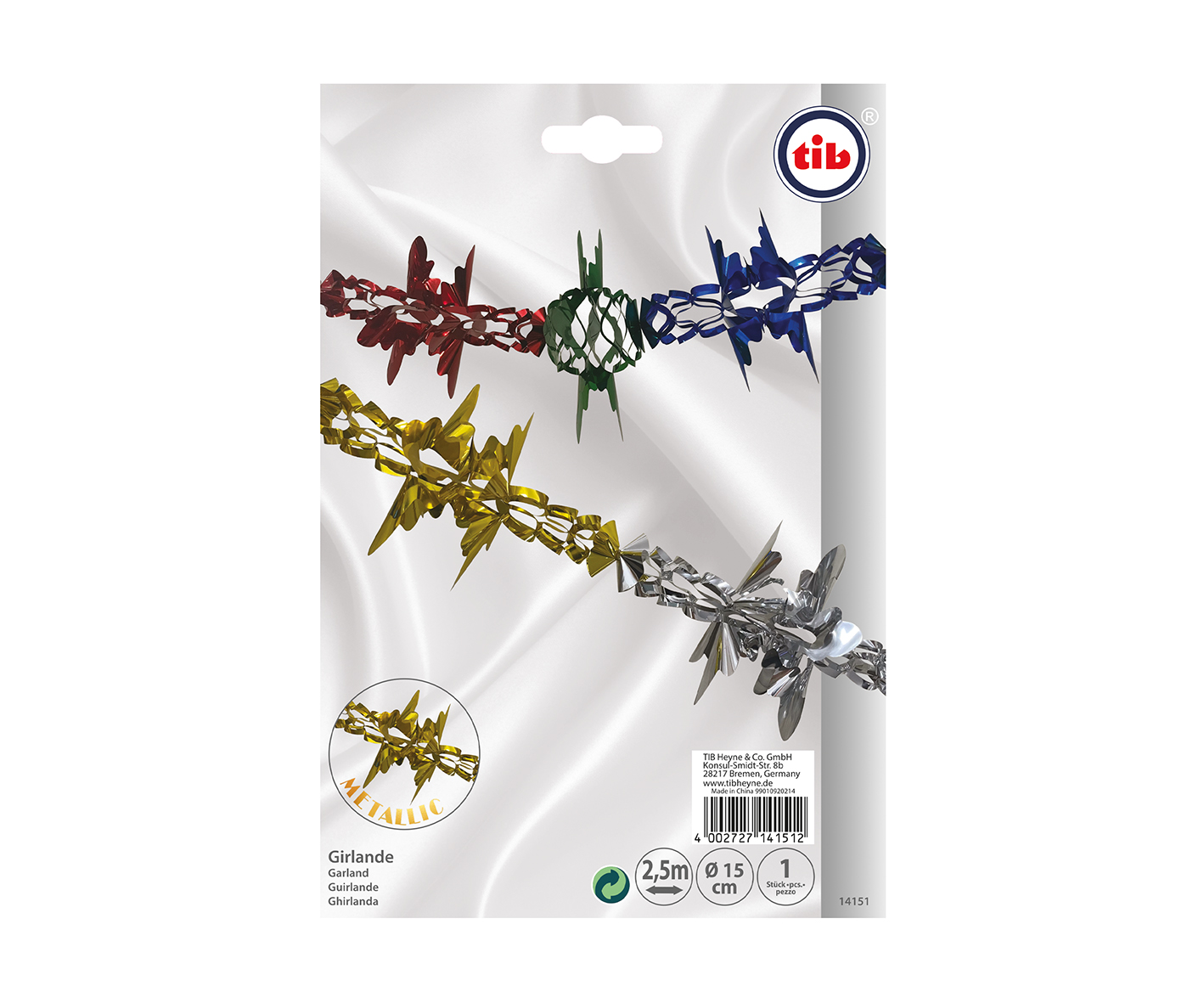 Girlande metallic bunt 4m