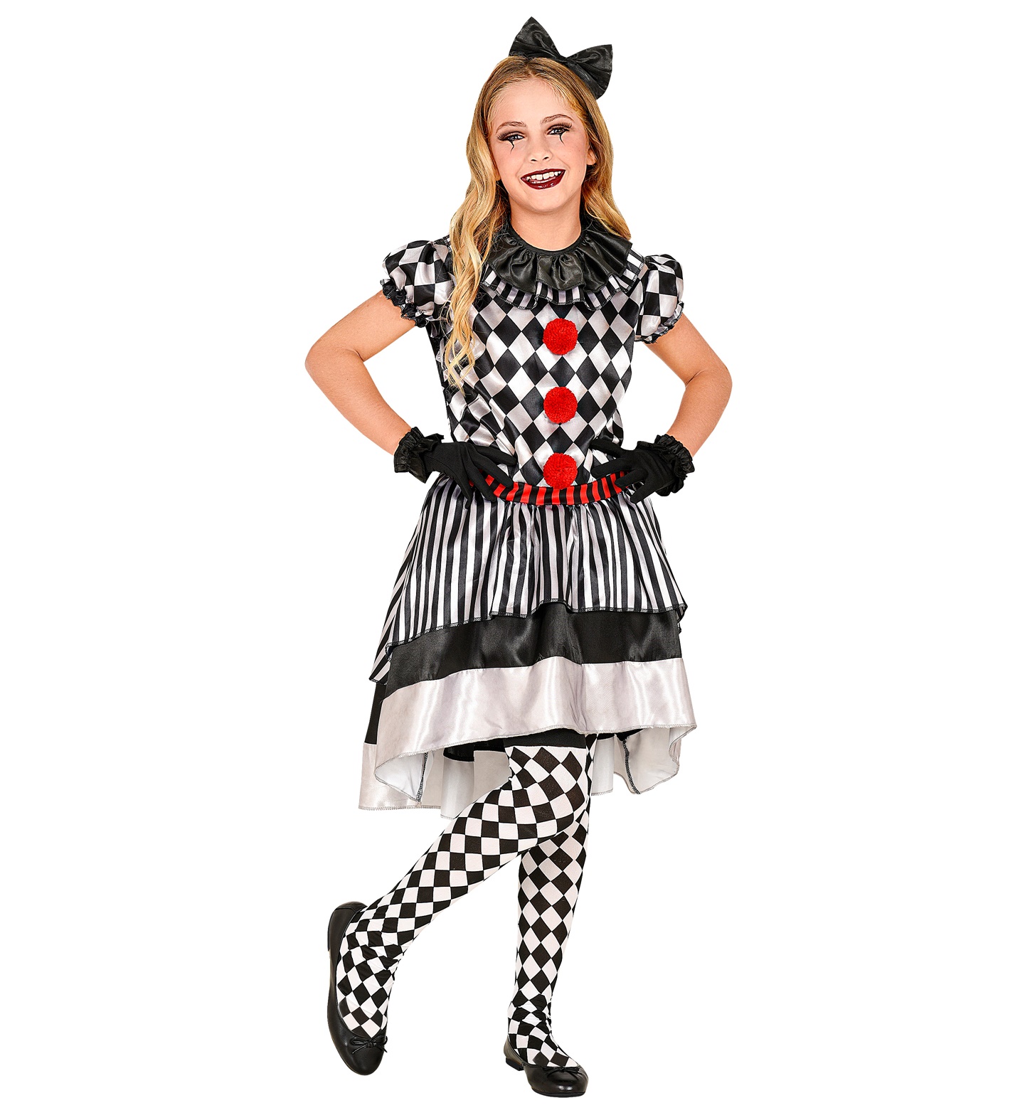 Clown Kleid schwarz-weiß SMALL für Damen