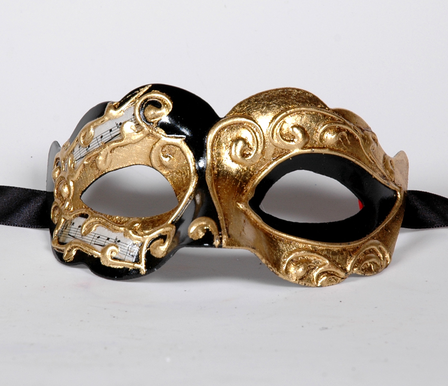Venezianische Maske Columbine Baby Musica schwarz-gold