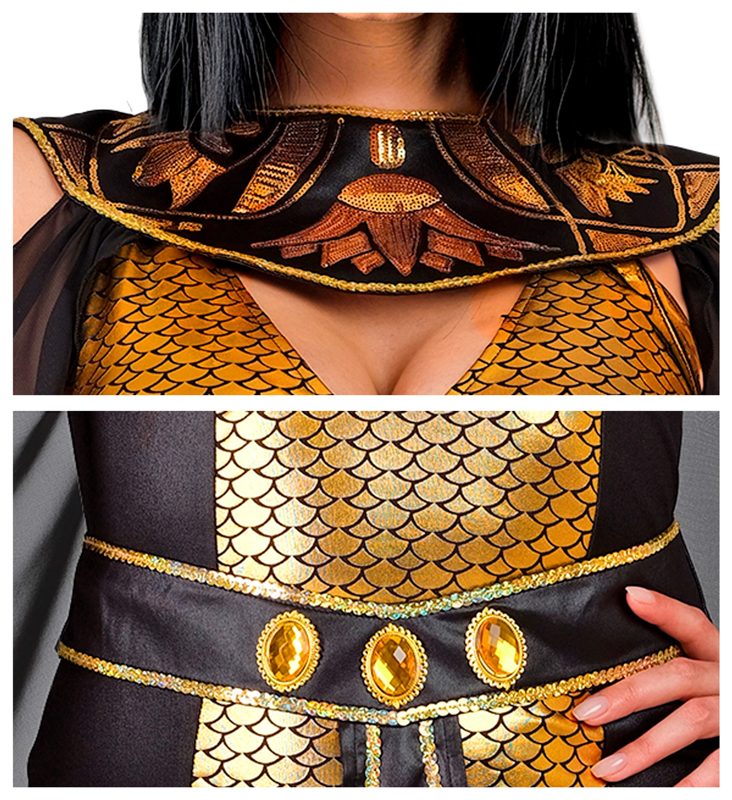 Cleopatra Kleid schwarz-gold MEDIUM