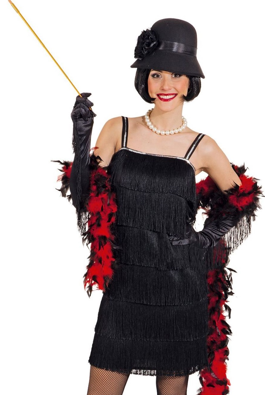 Charleston Kleid 20er Jahre 46/48  schwarz mit Fransen