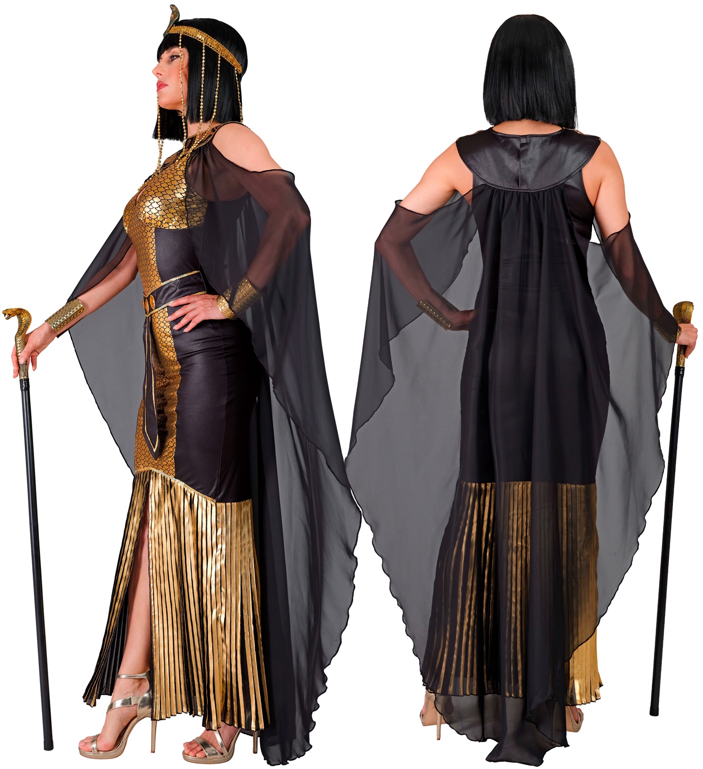 Cleopatra Kleid schwarz-gold MEDIUM